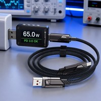 Kabel Pengisian Cepat 4-in-1 XXD 65W Gaya Mecha Paduan Seng PD 3.0 Kabel Data Terjalin untuk MacBook Laptop iPhone 15 16 Series iPad