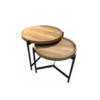 Meubles de table en bois et en métal élégants et naturels pour le salon Table à manger basse en fer et en bois pour la maison et l'hôtel