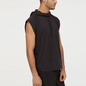 Vente en gros de sweat à capuche de sport sans manches en coton éponge pour hommes, sweats à capuche décontractés de sport à coupe sèche - Product Image 6