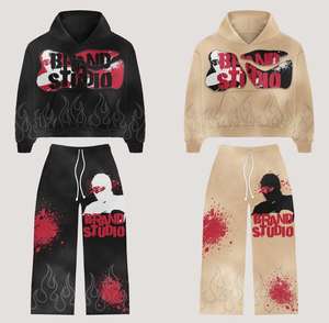 ชุดวอร์มพิมพ์ลายสำหรับผู้ชายชุดวิ่งวิ่งแบบเรียงซ้อนกันใส่ได้ทั้งชายและหญิงพิมพ์ลายกรดแบบปรับแต่งโลโก้ได้ - Product Image 6