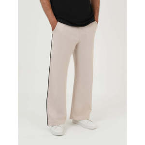DEZBA Stylish Regular Basic <b>Man</b> <b>Trousers</b> 100% Cotton <b>Elastic</b> Waist Straight Fit Customizable Logo Zipper Decoration Size XL - Product Image 1
