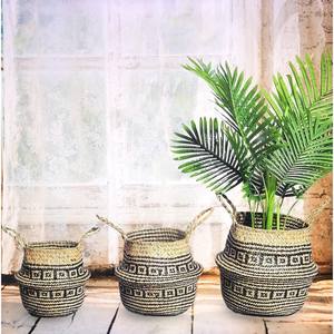 Naturel pratique polyvalent jonc de mer ventre panier de rangement Boho Chic panier de rangement tissé à la main jonc de mer durable décor à la maison - Product Image 1