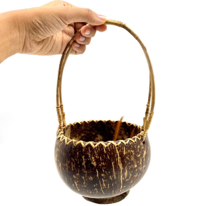 Handcrafted Decorative <b>Vase</b> with Coconut Shell Stem Eco Friendly Natural Home Decor Sustainable Handmade Interior Decoration - Product Image 1