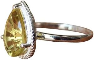 แหวนผู้หญิงธรรมชาติมะนาวบุษราคัมพลอยเกิดใหม่พลอยทำด้วยมือสไตล์โบฮีเมียนเครื่องประดับทำด้วยมือ925แหวนเงินสเตอร์ลิง - Product Image 2