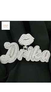 Iced Out Custom Name Pendant with Lips Charm in <b>Gold</b> Plated Finish VVS Moissanite Hip Hop Jewelry - Product Image 5