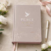 Carnet de prière LABON personnalisé A5 « Peace Be Still » en PU rose, couverture rigide, pour dévotion et étude biblique, avec rubans, idéal pour l'église, OEM
