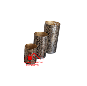 Decoración para el hogar ÚLTIMAS TENDENCIAS Set 3 Mini portavelas decorativos de Metal negro Decoración de mesa centro de mesa - Product Image 1