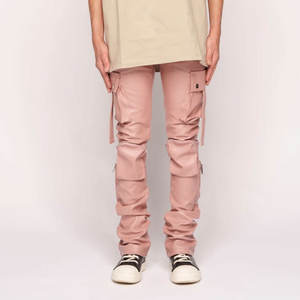 Color sólido Traje de moda Hombres Pantalones de cuero Bolsillos lisos sólidos Hombres Pantalones de cuero - Product Image 1