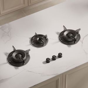 Table de cuisson à gaz encastrable à trois brûleurs avec surface en verre trempé de 32 cm, compatible électronique - Product Image 1