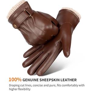 High Quality Waterproof <b>Touch</b> <b>Screen</b> Adjustable Wrist Strap Lightweight Customizable Outdoor Casual <b>Men</b> Leather <b>Gloves</b> - Product Image 4