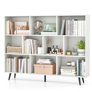 Brand New Modern 55\" X 9.5\" X 42\" Antique-Style <b>Bookcase</b> 5 Metal Legs 2 Anti-tip Devices for Living Room Hotel Display - Product Image 3
