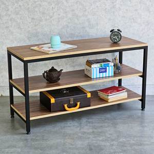110x40cm Melamine-coated Plywood 3-Tier Shelf with Iron <b>Frame</b> for Living Room Use KTB68176 - Product Image 2