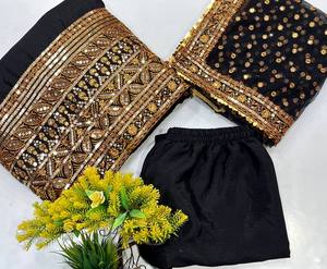 Les ensembles de teintes noires riches coordonnant Dupatta noir solide Anarkali Kurta conçu pièce de déclaration 3 pièces Salwar Kameez pakistanais - Product Image 6