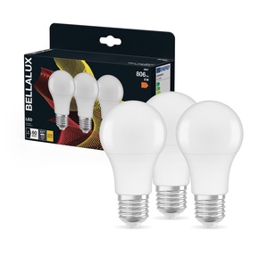 Confezione da 3 lampade LED standard E27 8W 2700K (Bellalux 4058075595422) - Product Image 1
