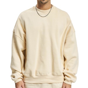 Sweat-shirt à épaules tombantes en coton lourd 450 GSM pour homme, col rond, pull oversize, épais, chaud, streetwear pour l'automne et l'hiver - Product Image 1