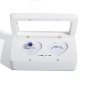 Double <b>Heart</b> <b>Ring</b> Bearer Holder Handcrafted <b>Pink</b> Wooden <b>Ring</b> Box for Weddings Engagement Ceremonies Polished Wood Decoration - Product Image 3