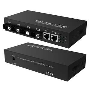 Convertidor de Medios de Fibra Óptica 10/100/1000M, 4 Puertos SC, 2 Puertos Gigabit RJ45, Monomodo, Monofibra, Convertidor de Medios Ethernet Óptico - Product Image 1