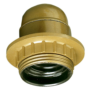 Portalámparas E27, cuerpo roscado con tope y arandela dorada, 250V 4A (F-Bright 1200613-D) - Product Image 1