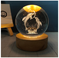 Boule de cristal sculptée, chargement USB, veilleuse, ornements créatifs, cadeaux d'anniversaire, Articles d'ameublement, boule de cristal, décoration de la maison
