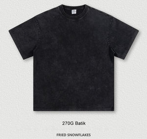 OEM High Street Heavyweight Old Washed Vintage Streetwear Tshirt 220-260G Lin Cotton Fried Snowflake Knitted 260 Gram Hoodies - Product Image 3