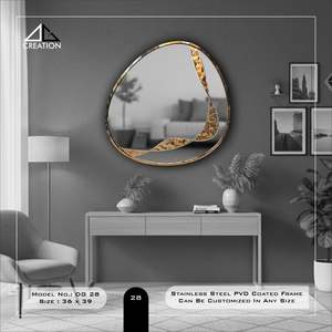 Luxurious Stainless Steel PVD Coated Frame Bathroom Vanity Wall <b>Mirror</b> <b>Lightweight</b> Anti-Fog Elegant Irregular - Product Image 3