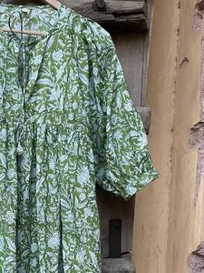 Bloc de main imprimé robe d'été | Robe en coton | Imprimé floral | Fait à la main - Product Image 2