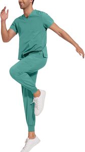 Combinaison de gommage tendance pour hommes avec ceinture flexible et tissu infroissable assurant le confort pendant les tâches médicales - Product Image 3