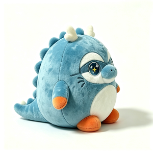 Peluche dragon bleu personnalisée, peluche dragon masqué super-héros, coussin dragon mignon, peluche dragon style Squishmallow - Product Image 2