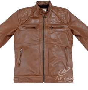 Vestes en cuir véritable marron vintage pour hommes, vestes classiques de haute qualité pour hommes, style motard, randonnée en plein air, look royal - Product Image 1
