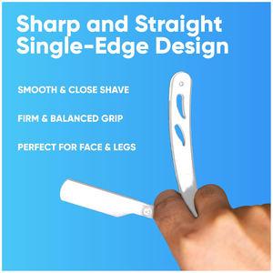 Kit de rasoir professionnel Sliver à bord droit-Comprend 100 lames simples-Rasoir de barbier en acier inoxydable-Lame jetable - Product Image 5