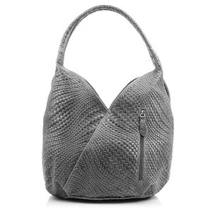 Sac à bandoulière Jesi pour femmes. Cuir véritable daim gravé entrelacement. 33x18x33cm. Fabriqué en Italie. - Product Image 3
