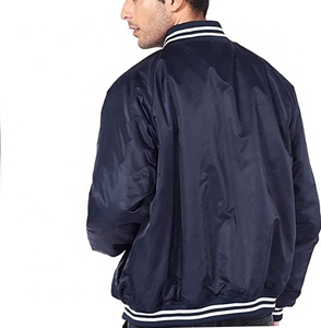 Veste de baseball universitaire en satin personnalisée pour hommes, col montant en toile, broderie décorative, imperméable et coupe-vent, vêtements de sport en gros - Product Image 3