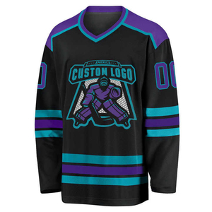 Maillots de hockey sur glace respirants avec impression de logo personnalisé, couleurs personnalisées, 100% polyester, service OEM, vêtements d'équipe - Product Image 4
