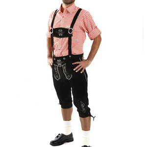 Pantalones Lederhosen Negros de Gamuza hasta la Rodilla Personalizados para Hombre, Pantalones de Cuero Bordados Tradicionales Bávaros para Oktoberfest - Product Image 1