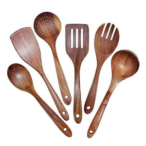 Juego de Utensilios de Cocina de Madera de Teca, Juego de Utensilios de Cocina de Madera, Cucharas de Madera, Espátula, Utensilios de Cocina, Artesanía Saniya, Ecológico para Fiestas - Product Image 5
