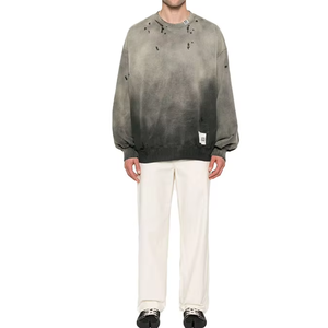 2026 High Quality Acid Wash Pullover <b>Sweatshirts</b> for <b>Men</b> Embroidered Cotton <b>Crewneck</b> Winter Fleece From Pakistan - Product Image 1