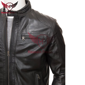 เสื้อแจ็คเก็ตหนังสีดำสำหรับผู้ชาย หนังแท้คุณภาพพรีเมียม - Product Image 3