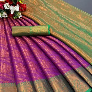 FULPARI kain sari wanita, baju pesta SAREE kerja baru memakai kami tradisional India kain sari: Banarasi sutra panjang: 6.3 meter