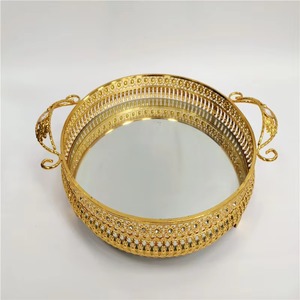 Bandeja de servicio de espejo y metal de tendencia superior Nueva llegada Regalos de inauguración de la casa de calidad lujosa - Product Image 1