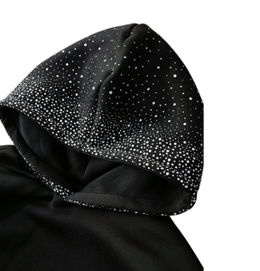 Sweat à capuche d'hiver 100 % coton brodé de strass lourds, unisexe, avec logo personnalisé, décontracté, respirant, imperméable, lot de 2 pièces, vente en gros - Product Image 6