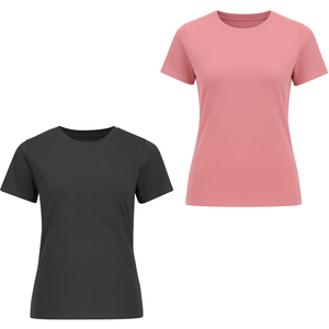 Camiseta de Cuello Redondo de Algodón para Mujer al por Mayor OEM, Camiseta Básica de Corte Ajustado para Uso Diario, Tejido Suave y Transpirable, Colores Personalizados, Vietnam - Product Image 1