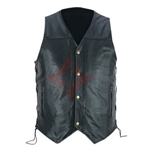 Chaleco de cuero para motocicleta sin mangas negro para hombre, chaleco clásico para motorista, chaleco para motocicleta, crucero, calle, calidad Premium - Product Image 1