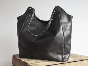 Sac hobo vintage en cuir noir pour femmes, sac à main souple et ample, grand sac à main, poches latérales, fermeture à glissière, travail, voyage - Product Image 4