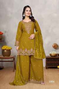 Attrayant nouvelle tenue de créateur fantaisie tendance vêtements ethniques étoile Georgette robe Dupatta avec broderie et travail à la main à vendre - Product Image 5