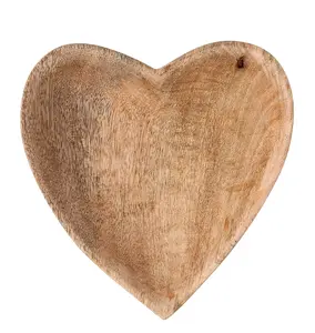 Tazón en forma de corazón de madera de mango marrón, 1 unidad (paquete de 1)