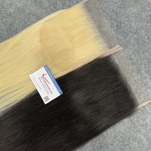 ผมต่อสีบลอนด์สีดำเรียบลื่นขนาด5x5 6 7x7 - Product Image 3