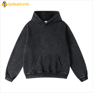 Sweat à capuche oversize élégant brodé avec fermeture éclair, délavé à l'acide, pour hommes et femmes, 100% coton, vêtements urbains avec pantalon de survêtement pour l'hiver - Product Image 1