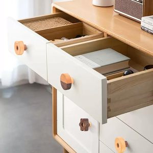 Poignées de tiroir en bois vintage de forme ronde de 1.96 "de diamètre pour portes, bouton de commode et de tiroirs, poignée de porte de cuisine rétro 2 pièces - Product Image 3