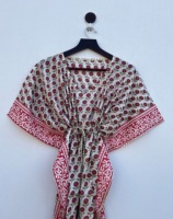 100% pur coton robe d'été meilleure qualité à la main Floral caftan léger Sarong court pour les femmes vêtements de plage naturel