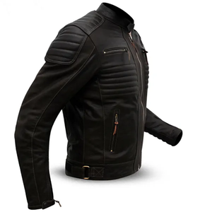 Chaqueta de Motociclista de Cuero para Hombre, Cómoda y de Alta Calidad, Disponible al por Mayor, Antiarrugas, Color Negro - Product Image 5